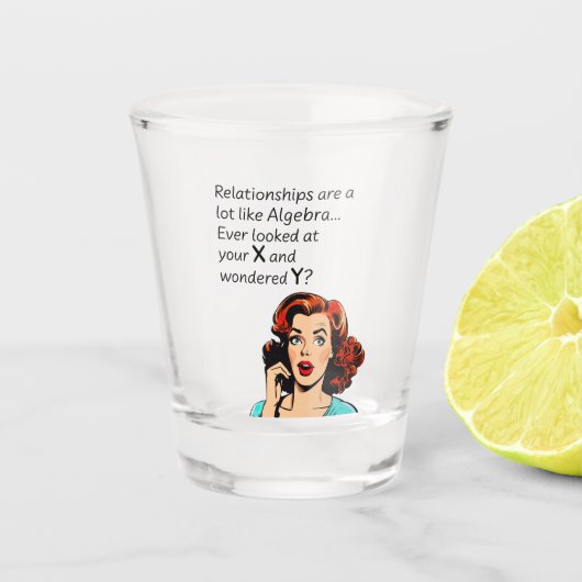 Verre A Shot Les relations sont comme Algebra Funny Quip (Devant)