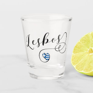 Verre A Shot Lesbos, Coeur Grec Dans Le Drapeau, Grèce