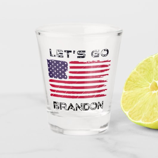 Verre A Shot Let's Go Brandon Biden Chant Distressed Flag Funny (Devant)