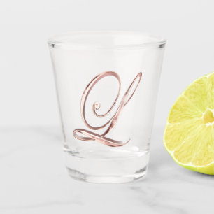 Verre A Shot Lettre élégante L or rose de monogramme chic