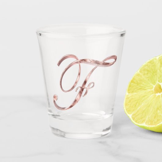 Verre A Shot LETTRE Élégante MONOGRAPHIQUE F Rose Gold Chic (Devant)