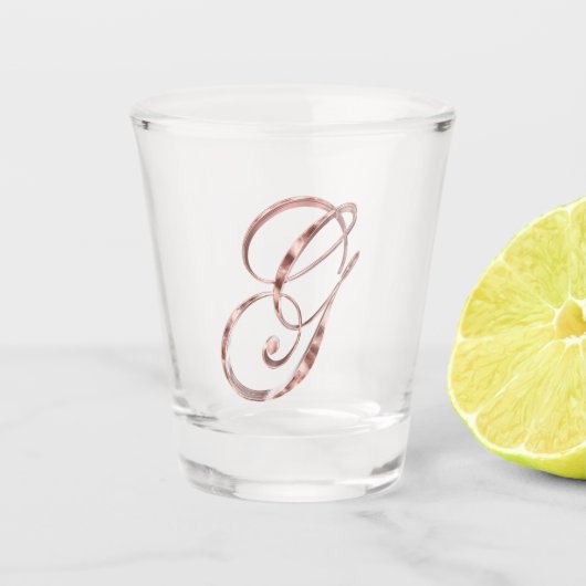 Verre A Shot LETTRE Élégante MONOGRAPHIQUE G Rose Gold Chic (Devant)