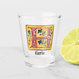 Verre A Shot Lettre Florale médiévale illuminée H Monogramme