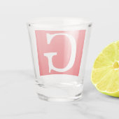 Verre A Shot Lettre initiale monogramme rouge blanc simple (Dos)