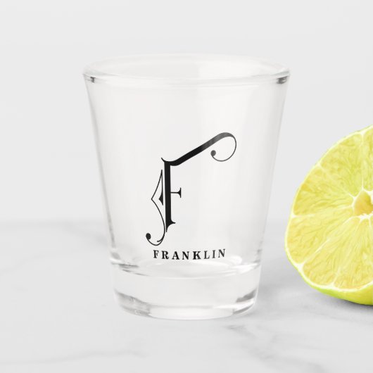 Verre A Shot Lettre monographique personnalisée F avec nom (Devant)