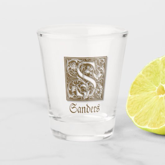 Verre A Shot Lettre S illustrée antique (Devant)