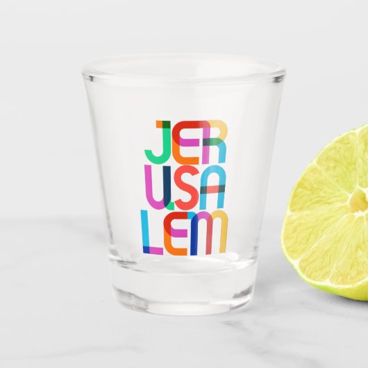 Verre A Shot Lettres d'art pop de Jérusalem Palestine Israël (Devant)