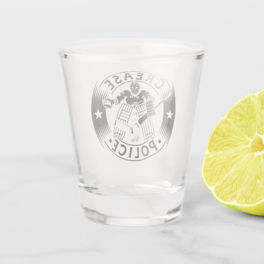 Verre A Shot Lever Police Hockey Goalie Netminder (Dos)