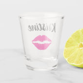 Verre A Shot Lèvres de baiser rose chaud nom personnalisé (Dos)
