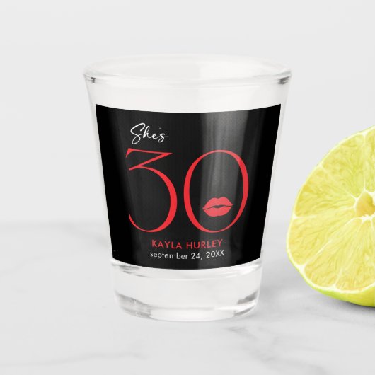 Verre A Shot Lèvres rouges minimales modernes Elle a trente ans (Devant)