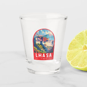 Verre A Shot Lhasa Tibet Voyage Art Vintage