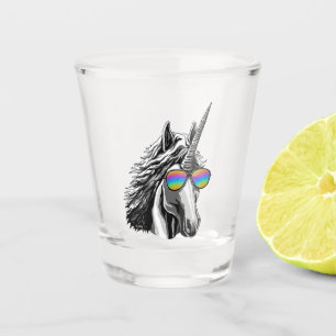 Verre A Shot Licorne fraîche avec des lunettes de soleil