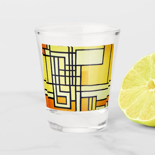 Verre A Shot Ligne carré avec Motif jaune - (Devant)