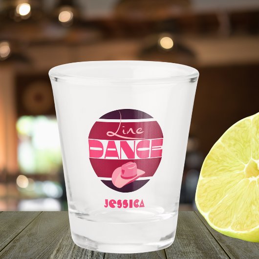 Verre A Shot Ligne danse Love Cowboyhat rose