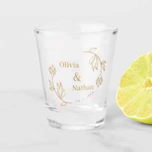 Verre A Shot Ligne Élégante Couple Floral Monogramme Cadeau de