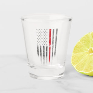 Verre A Shot LIGNE ROUGE Vintage American Drapeau Tiré
