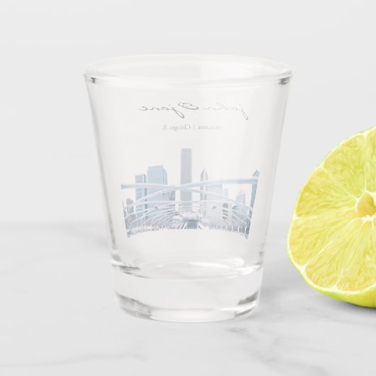 Verre A Shot Ligne Skyline Chicago personnalisée (Dos)