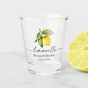 Verre A Shot Limoncello Calligraphie Encre Aquarelle Citron