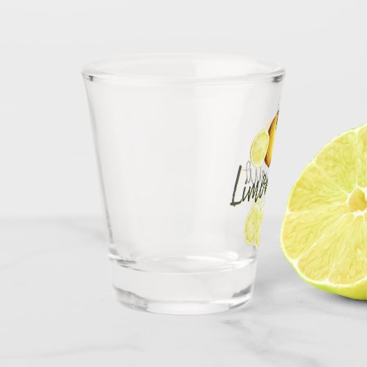 Verre A Shot Limoncello Élégant Script Aquarelle Citron (Gauche)
