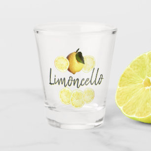 Verre A Shot Limoncello Élégant Script Aquarelle Citron