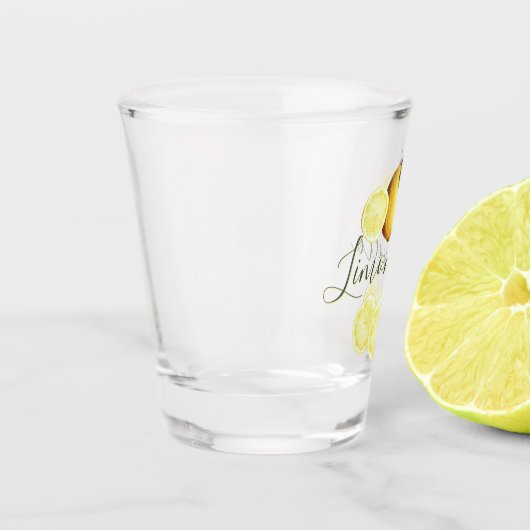 Verre A Shot Limoncello Élégant Script Aquarelle Citron (Gauche)