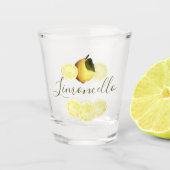 Verre A Shot Limoncello Élégant Script Aquarelle Citron (Devant)