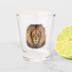 Verre A Shot lion aquarelle Leo roi safari animal jungle chat