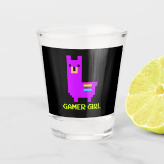 Verre A Shot Llama Gift | Cute Alpaca Llama Gamer Girl 8 bits