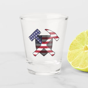 Verre A Shot Logo du marteau de rock du géologue américain