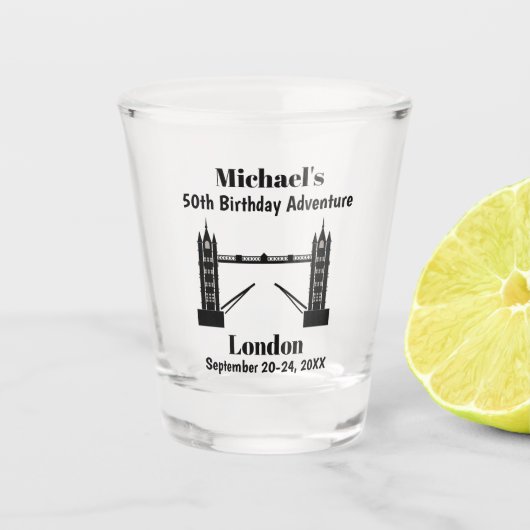 Verre A Shot Londres Angleterre Tower Bridge Voyage d'anniversa (Devant)