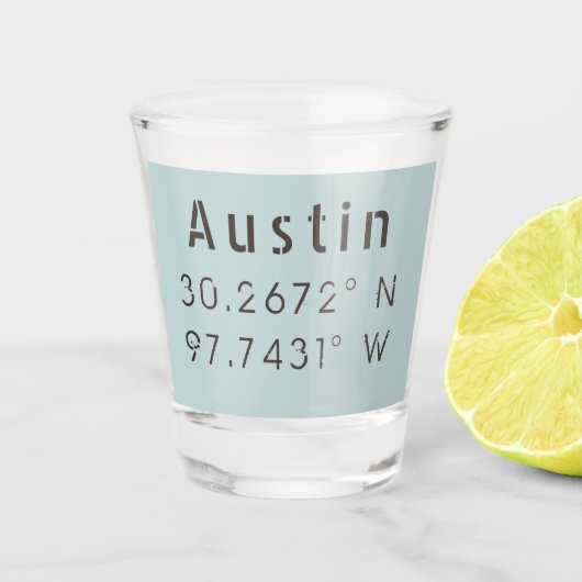 Verre A Shot Longitude de la latitude Austin (Devant)
