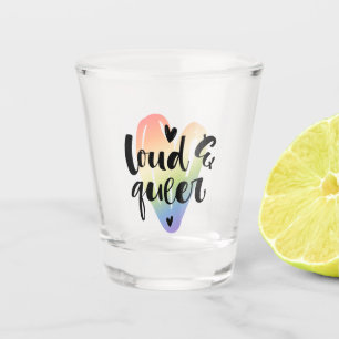 Verre A Shot Loud et Queer Coeur aquarelle