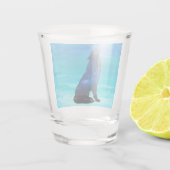 Verre A Shot Loup hurlant, chien hurlant en double exposition (Dos)