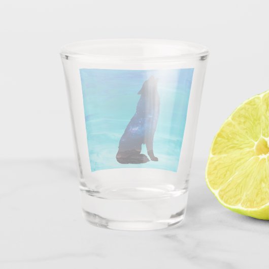 Verre A Shot Loup hurlant, chien hurlant en double exposition (Dos)