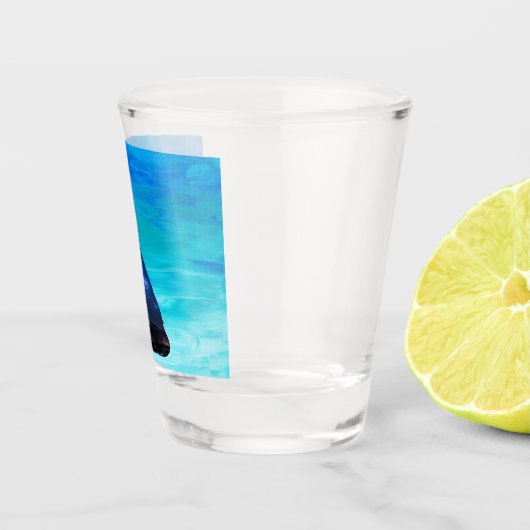 Verre A Shot Loup hurlant, chien hurlant en double exposition (Droite)