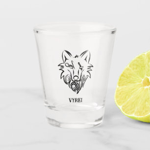 Verre A Shot Loup tribal noir et blanc