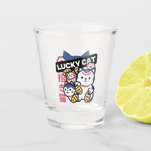 Verre A Shot Lucky Cat Maneki Neko – Japanese Fortune Cat  (Devant)