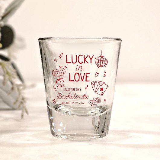 Verre A Shot Lucky In Love Whimsical Main tiré Bachelorette