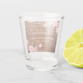 Verre A Shot Lumières en bois rose Floral Bachelorette Party (Dos)