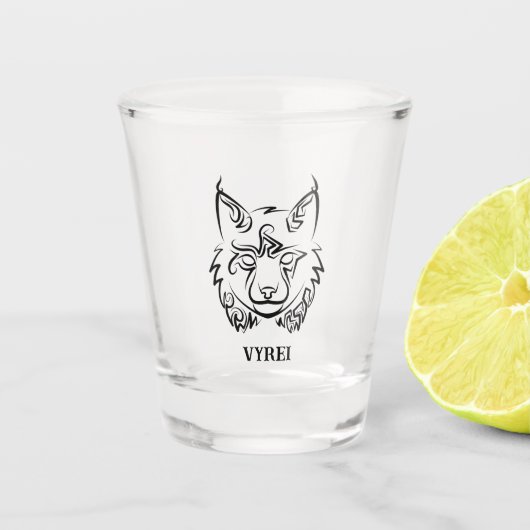 Verre A Shot Lynx tribale noire et blanche (Devant)