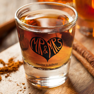 Verre A Shot M. et Mme Black Heart Shape Mariage