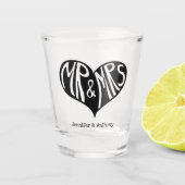 Verre A Shot M. et Mme Black Heart Shape Mariage (Devant)