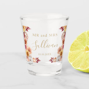 Verre A Shot M. et Mme Mariage fleurs d'automne citrouilles pré