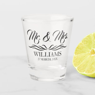 Verre A Shot M. et Mme Personnalisée Nom de famille Mariage Fa