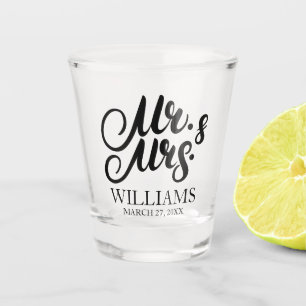 Verre A Shot M. et Mme Personnalisée Nom de famille Mariage Fa