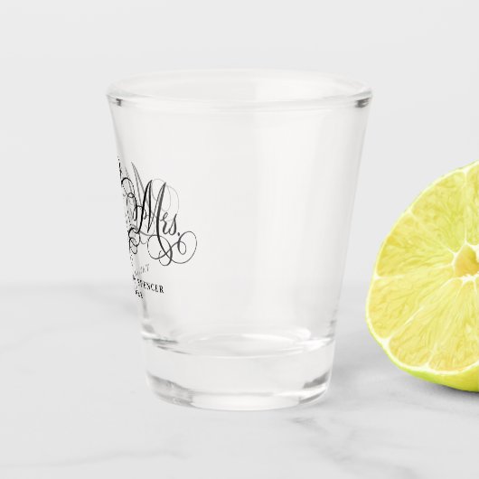 Verre A Shot M. et Mme Script Flourish dans le mariage noir (Droite)