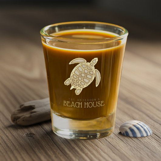 Verre A Shot Maison de plage Tortue Or ID623