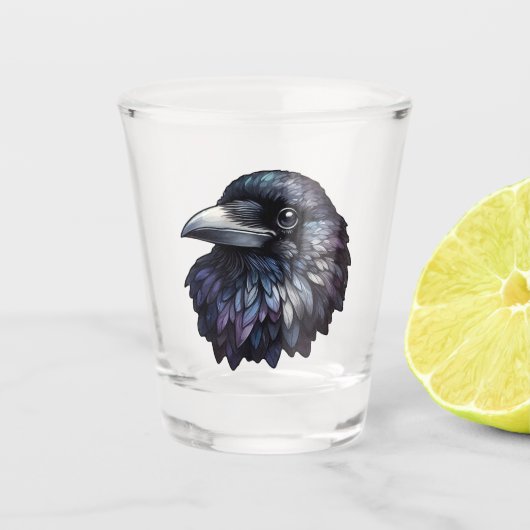 Verre A Shot Majestic Raven Portrait - corbeau, oiseau, faune (Devant)