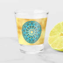 Mandala bleu or sur fond doré
