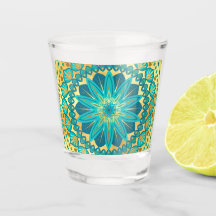 Mandala Fleur Or Bleu